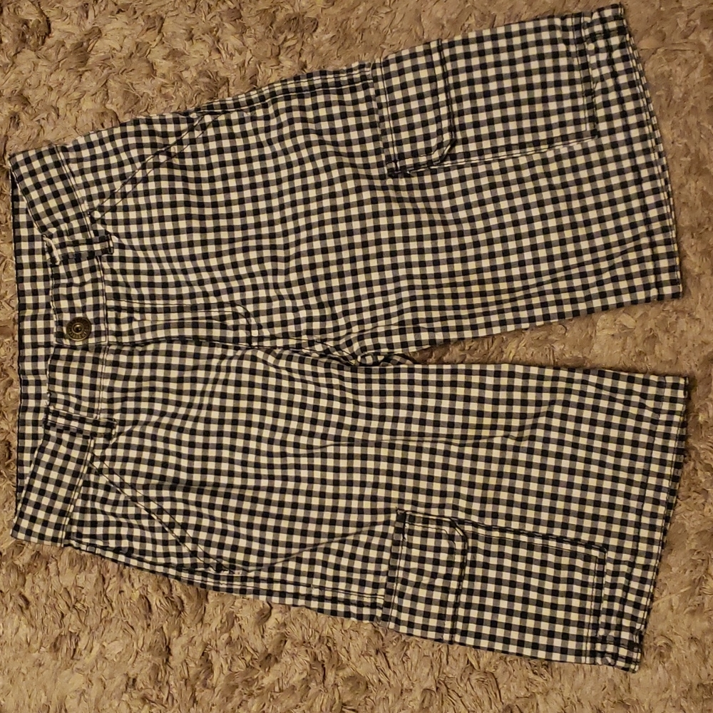 Gymboree navy white plaid/checkered cargo shorts Boys 7